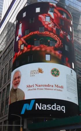 PM Modi's Deepavali message displayed at Nasdaq at Times Square for six days last year. PM Modi's Deepavali message displayed at Nasdaq for six days last year.