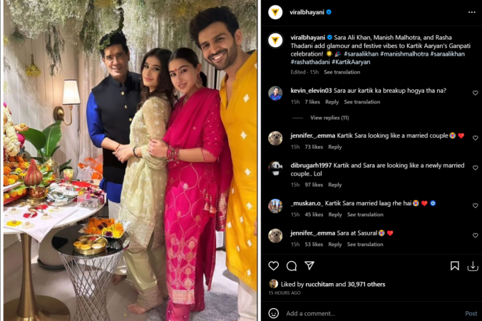 They look like married couple: Sara Ali Khan decks up in pink for Kartik  Aaryan's Ganpati dinner; fans react - IBTimes India