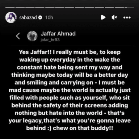 Saba's response Saba's response