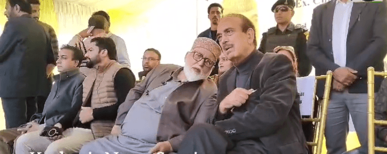 Ghulam Nabi Azad addressing a rally at Batmaloo in Srinagar Ghulam Nabi Azad