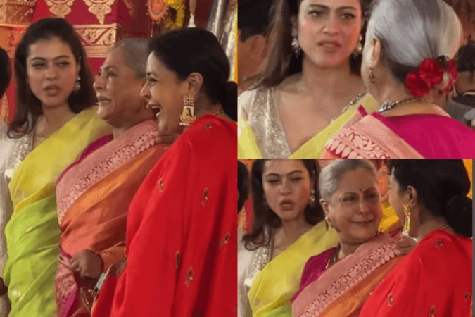 Jaya Bachchan smiles, poses with Tanishaa, Tanuja and Kajol during ...