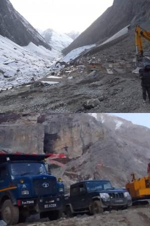 Vehicles of BRO reached near holy cave of Amarnath pilgrimage BRO vehicles