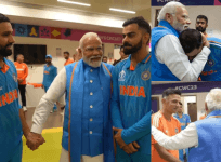 PM Modi with Virat Kohli, Rohit Sharma, Rahul Dravid, Mohd Shami