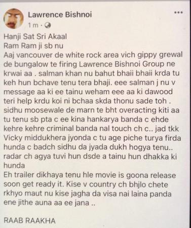 Gangster Lawrence Bishnoi fires gunshots at Gippy Gerewal's Canada home