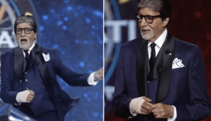 Amitabh Bachchan bandaged hand KBC Amitabh Bachchan bandaged hand KBC
