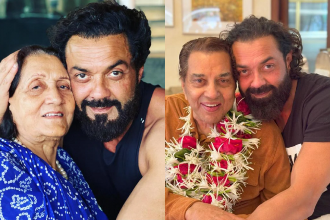 Bobby Deol with Prakash Kaur, Dharmendra Bobby Deol with Prakash Kaur, Dharmendra