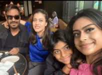 Ajay Devgn with Kajol, Nysa and Yug