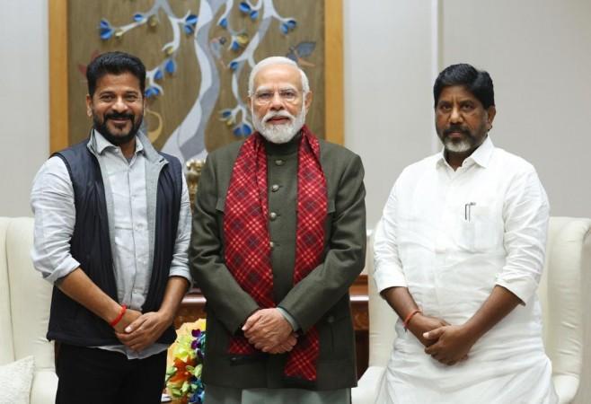 Revanth Reddy, Modi, Mallu Bhatti Vikramarka; Telangana CM urges PM to release pending funds, fulfil commitments