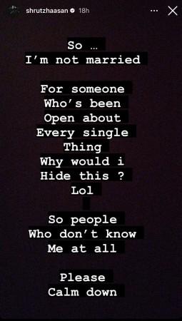 Shruti Haasan Instagram stories Shruti Haasan