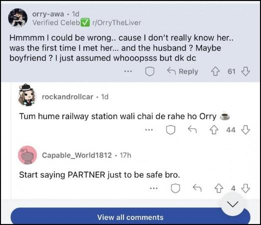 Reddit comment by Orry on Shruti comments