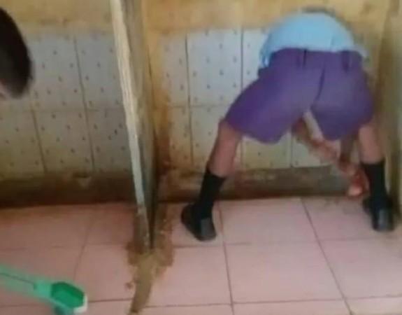 Students forced to clean school toilets in K'taka Students forced to clean school toilets in K'taka