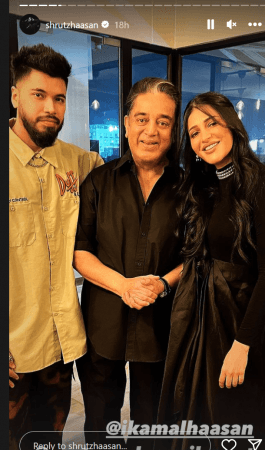 Shruti Haasan with dad Kamal Haasan and BF Santanu Shruti Haasan with dad Kamal Haasan and BF Santanu