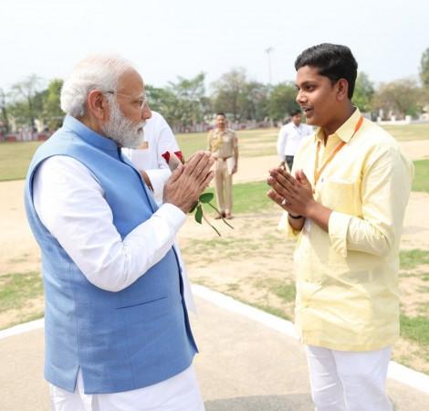 The accused Saksham Patel seen here with PM Modi Saksham Patel