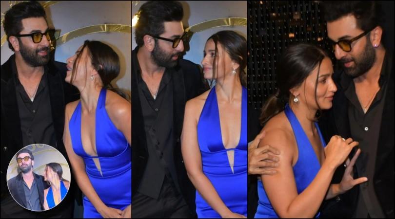 Differnt moods of Alia Bhatt and Ranbir Kapoor at Animal success bash Ranbir and alia bhatt at animal success party