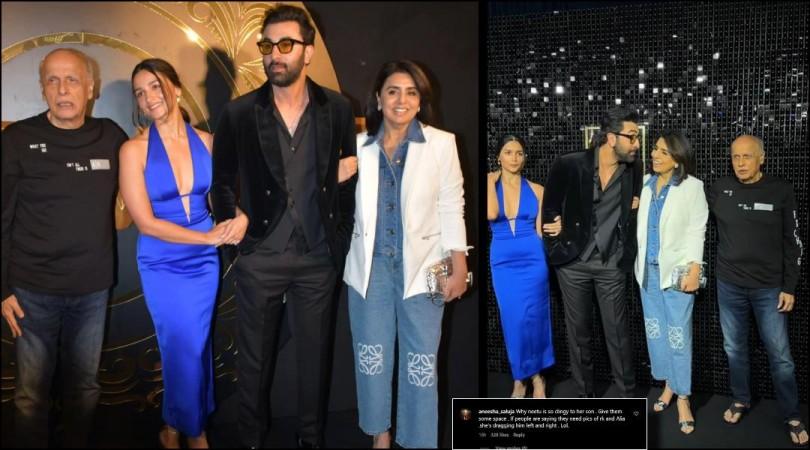 Ranbir Kapoor poses with Alia Bhatt, Neetu Kapoor, Mahesh Bhatt at Animal success party