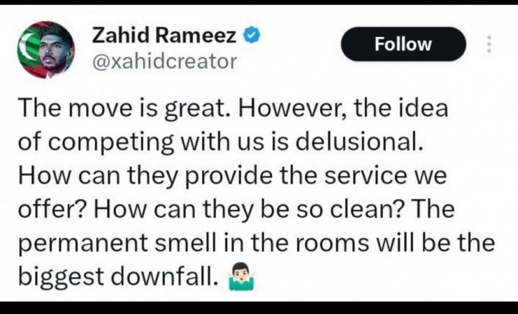 Zahid Rameez, a member of the Progressive Party of Maldives Senate tweet on Indian tourism Maldives -Lakshwadeep row