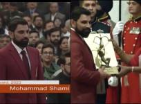 Mohammed Shami received the Arjuna Award from President Droupadi Murmu at the National Sports Awards