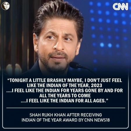 Emotional SRK Says 'I Don't Just Feel Like Indian of the Year, I've Been Indian of All Years Gone By.. srk's winning speech