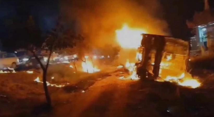 Bus Catches Fire In Telangana, Woman Charred To Death Bus Catches Fire In Telangana, Woman Charred To Death
