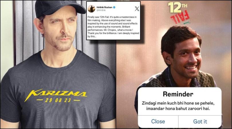 Hrithik Roshan Calls Vikrant Massey's 12th Fail 'Masterclass In Filmmaking':