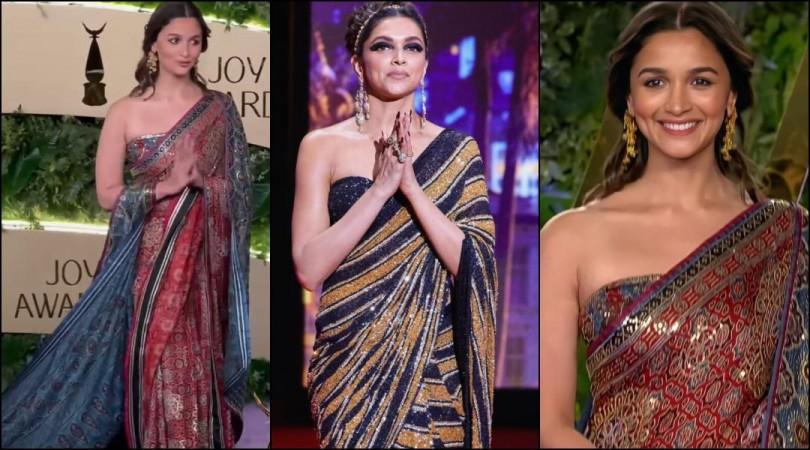 Alia Bhatt's stunning red carpet look in ajrakh printed saree