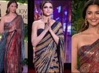 Alia Bhatt's stunning red carpet look in ajrakh printed saree