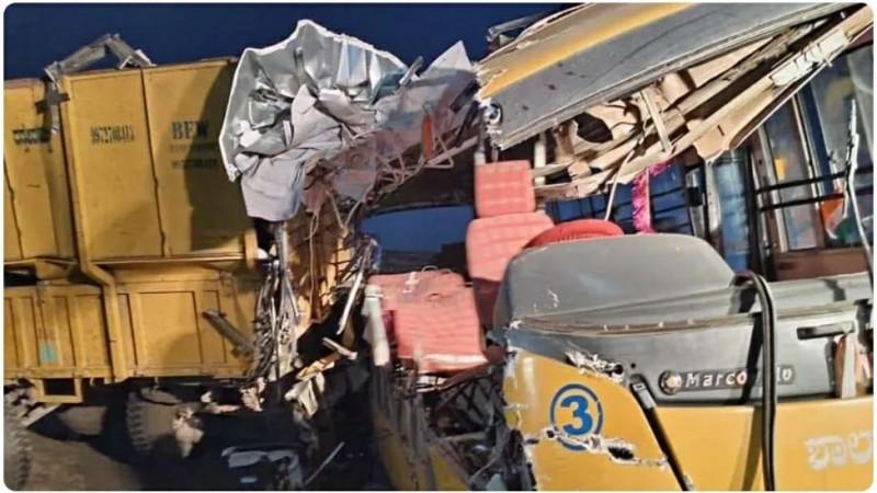 Four Students Killed, 8 Injured In School Bus-Tractor Collision In K'taka Four Students Killed, 8 Injured In School Bus-Tractor Collision In K'taka