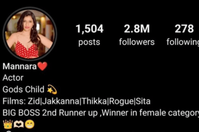 Mannara Chopra Instagram bio Mannara Chopra Instagram bio