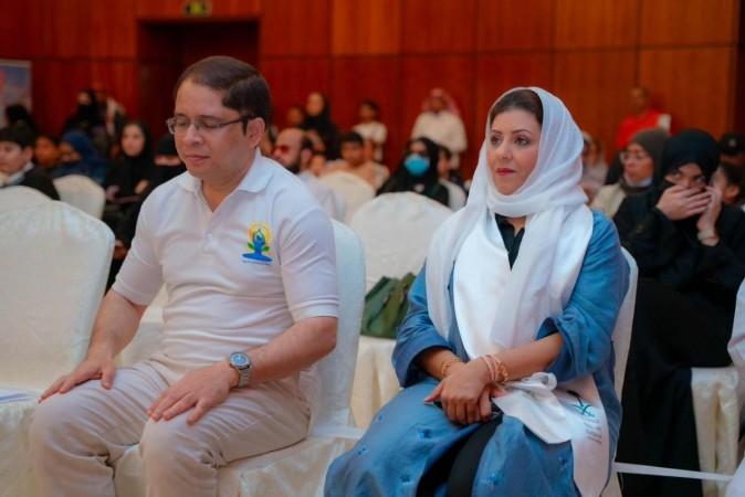 Shahid, IFS, Consul General of India in Jeddah, with Nouf Al-Marwai, the head of the Saudi Yoga Committee, at the Saudi Open Yoga Asana Championship at the Al-Wahda Club in Makkah. Nouf Al-Marwai, the head of the Saudi Yoga Committee, expressed gratitude to Al-Wahda Club for hosting the championship