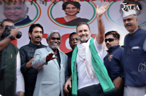 Newly elected CM of Jharkhand Champai Soren with Rahul Gandhi Champai Soren