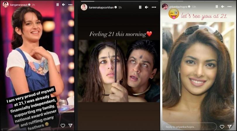Let's see you at 21: Kangana won National Award, Kareena shot with SRK; Priyanka Chopra, Kajol join the viral trend Let's see you at 21: Kangana won National Award, Kareena shot with SRK; Priyanka Chopra, Kajol join the viral trend
