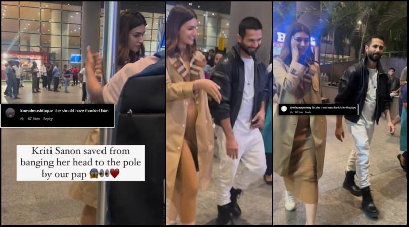 Shahid was seen saving Kriti from bumping her head into a pillar. Shahid saved Kriti from bumping her head into a pillar.