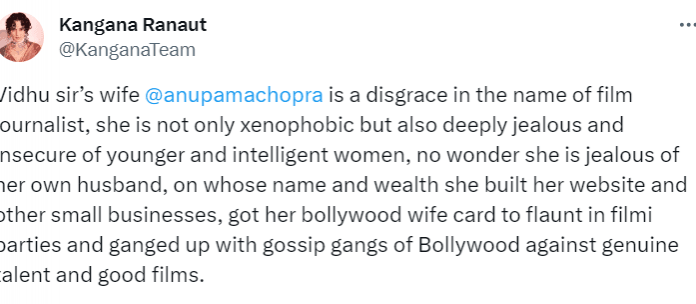 Kangana's tweet Kangana's tweet