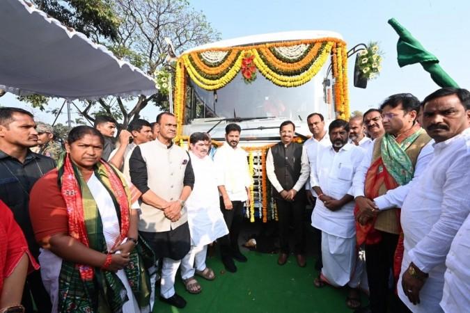 Telangana CM Flags Off 100 New Buses Of TSRTC Telangana CM Flags Off 100 New Buses Of TSRTC