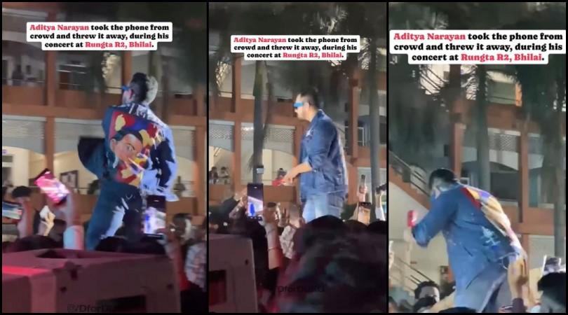 Aditya Narayan snatches a fan's phone, and throws it in crowd during a concert Aditya Narayan snatches a fan's phone, and throws it in crowd during a concert