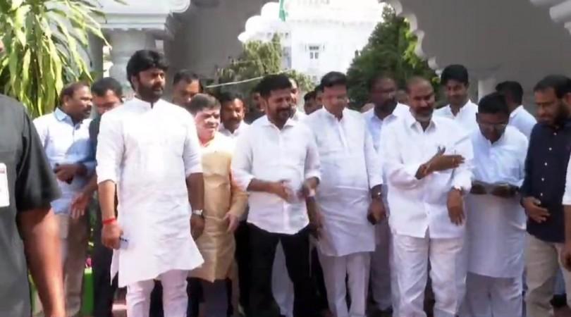 Telangana CM, Legislators Leave For Medigadda Barrage Telangana CM, Legislators Leave For Medigadda Barrage