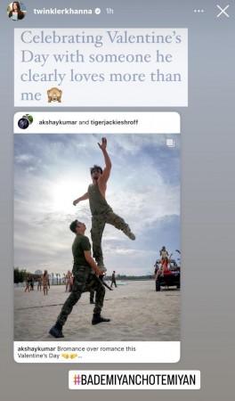 Twinkle Khanna has a witty reply as Akshay Kumar chooses 'bromance' with Tiger Shroff on Valentine's Day: Twinkle Khanna has a witty reply as Akshay Kumar chooses 'bromance' with Tiger Shroff on Valentine's Day: