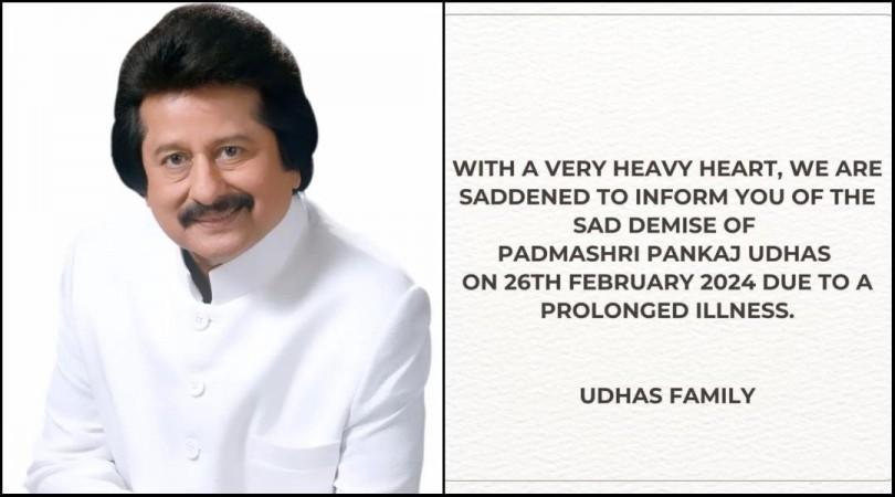 Pankaj Udhas, famous ghazal and playback singer, dies due to prolonged illness at 72 Pankaj Udhas, famous ghazal and playback singer, dies due to prolonged illness at 72