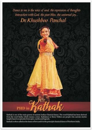 Dr Khusboo Panchal is one of the most eminent Kathak dancers in India. Dr Khusboo Panchal is one of the most eminent Kathak dancers in India.