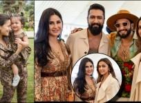 Pregnant Deepika- Ranveer pose with Katrina -Vicky Kaushal at Ambani bas