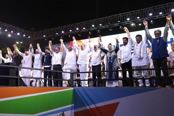 INDIA bloc kicks off campaign for Lok Sabha polls at Mumbai rally with call to defeat BJP, 'save Constitution' INDIA bloc kicks off campaign