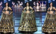 Bold and beautiful: Divya Khossla oozes oomph in deep-cut blue bralette lehenga; sets the LFW ramp ablaze with her graceful walk