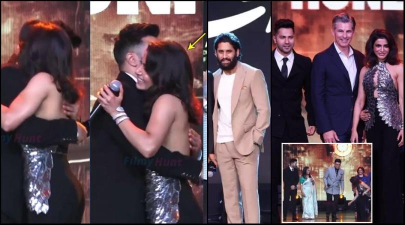 Varun Dhawan hugs Samantha tightly in front of ex-husband Naga Chaitanya as they attend prime video event [Watch]