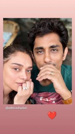 Aditi Rao Hydari gets engaged to beau Siddharth; flaunt her expensive diamond ring Aditi Rao Hydari gets engaged to beau Siddharth; flaunt her expensive diamond ring