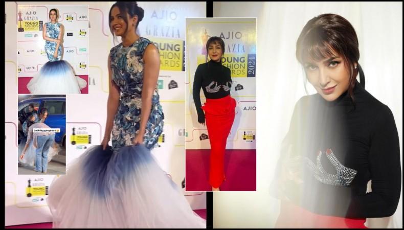 Jasmin Bhasin struggles to walk in fish tail town; Tisca Chopra's risque look draws flak Jasmin Bhasin struggles to walk in fish tail town; Tisca Chopra's risque look draws flak