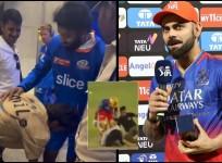 Fan touches Hardik Pandya's feet after Mumbai's match against Hyderabad