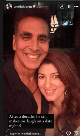 Twinkle Khanna can't stop blushing as she enjoys romantic date night with Akshay Kumar Twinkle Khanna can't stop blushing as she enjoys romantic date night with Akshay Kumar