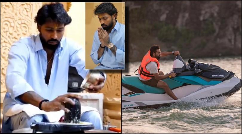 Hardik Pandya seeks blessings at Somnath temple in Gujarat alone; Rohit Sharma rides water bike; ahead of MI Vs DC match Hardik Pandya seeks blessings at Somnath temple in Gujarat alone; Rohit Sharma rides water bike; ahead of MI Vs DC match