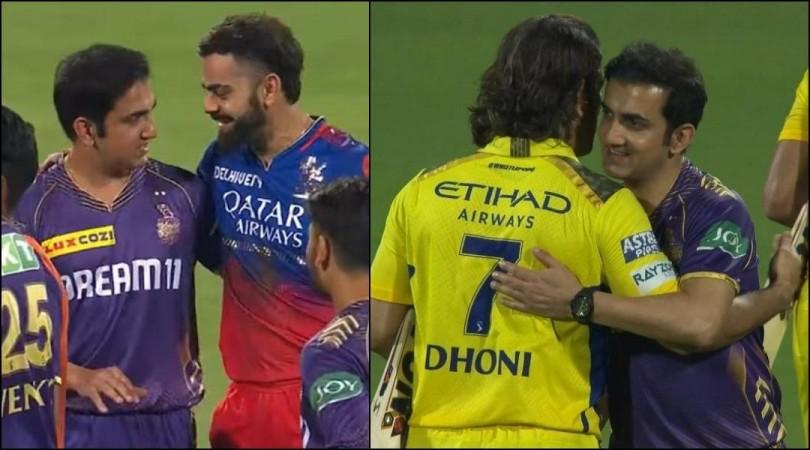India teammates Dhoni and Gautam Gambhir shared a warm hug before exchanging a few words during the post-match customary handshakes. India teammates Dhoni and Gautam Gambhir shared a warm hug before exchanging a few words during the post-match customary handshakes.