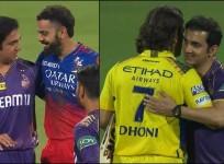 India teammates Dhoni and Gautam Gambhir shared a warm hug before exchanging a few words during the post-match customary handshakes.